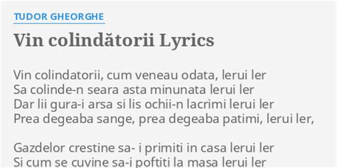 colinde cu tudor gheorghe|Vin colindătorii Lyrics .